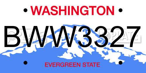 BWW3327 Washington License Plate