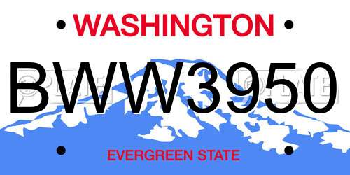 BWW3950 Washington License Plate