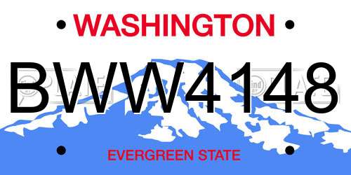 BWW4148 Washington License Plate