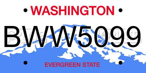 BWW5099 Washington License Plate