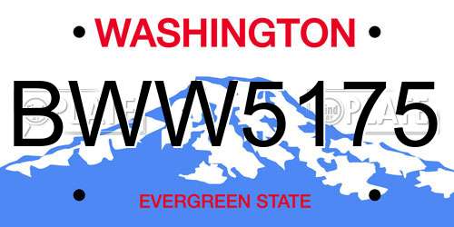 BWW5175 Washington License Plate