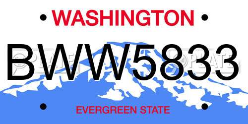 BWW5833 Washington License Plate