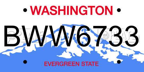 BWW6733 Washington License Plate