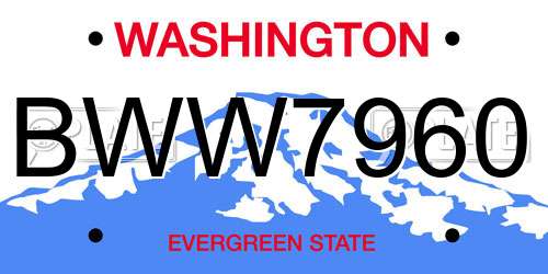 BWW7960 Washington License Plate