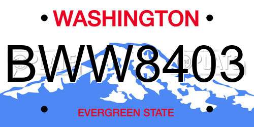BWW8403 Washington License Plate