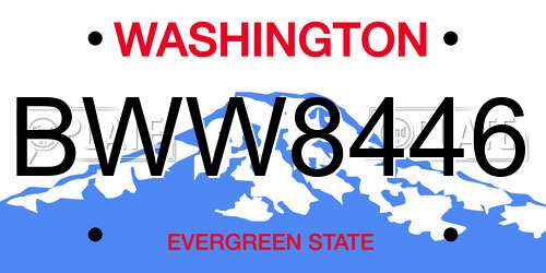 BWW8446 Washington License Plate