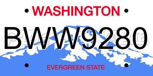 BWW9280 Washington License Plate