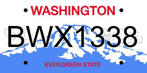 BWX1338 Washington License Plate