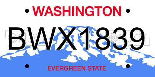 BWX1839 Washington License Plate