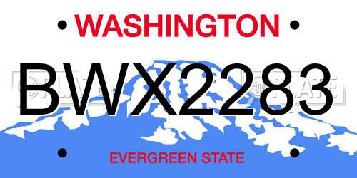 BWX2283 Washington License Plate