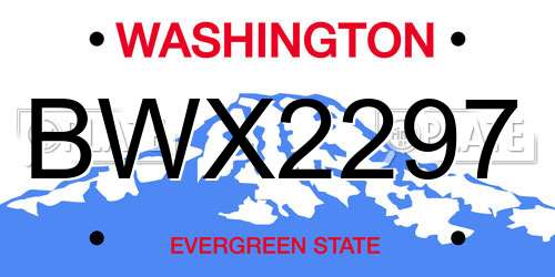 BWX2297 Washington License Plate
