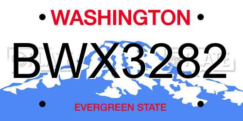 BWX3282 Washington License Plate
