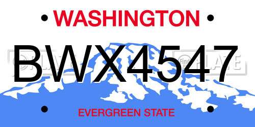 BWX4547 Washington License Plate