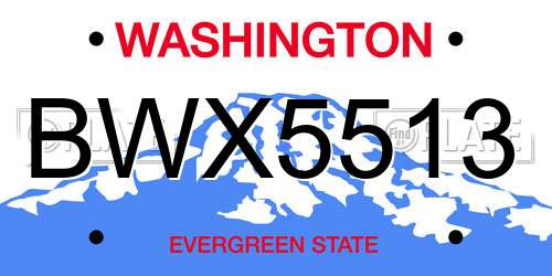 BWX5513 Washington License Plate