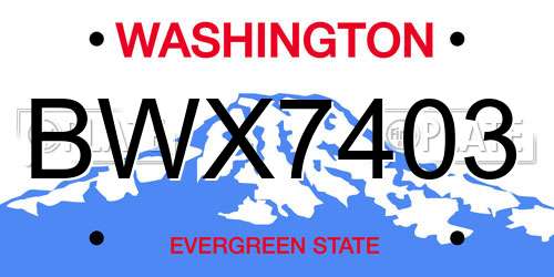 BWX7403 Washington License Plate