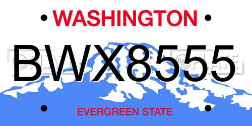BWX8555 Washington License Plate
