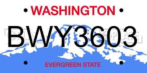 BWY3603 Washington License Plate