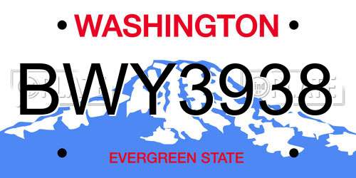BWY3938 Washington License Plate