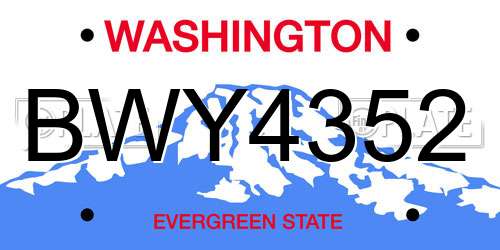 BWY4352 Washington License Plate