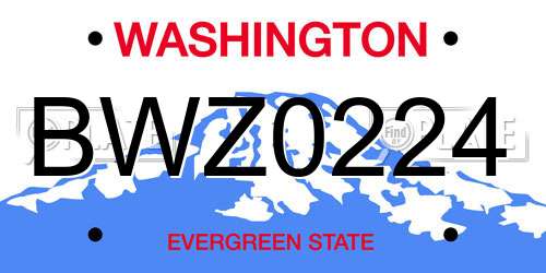 BWZ0224 Washington License Plate