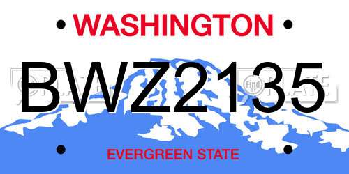 BWZ2135 Washington License Plate
