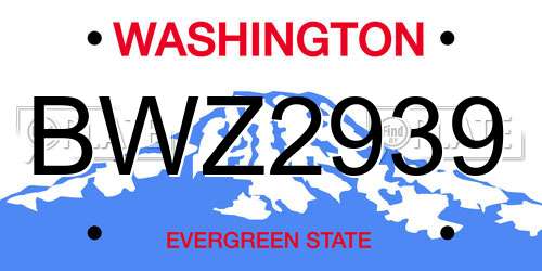 BWZ2939 Washington License Plate