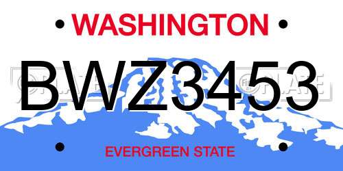 BWZ3453 Washington License Plate