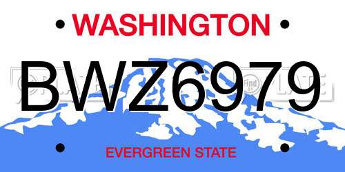 BWZ6979 Washington License Plate