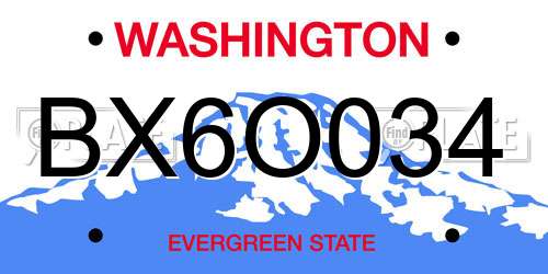 BX6O034 Washington License Plate