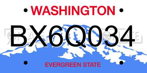 BX6Q034 Washington License Plate