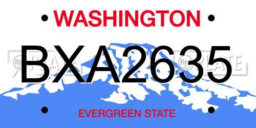 BXA2635 Washington License Plate