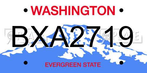 BXA2719 Washington License Plate