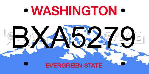BXA5279 Washington License Plate