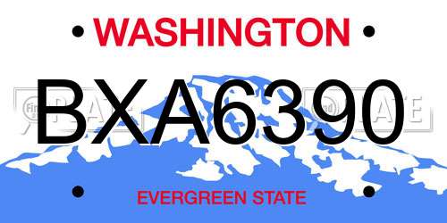 BXA6390 Washington License Plate