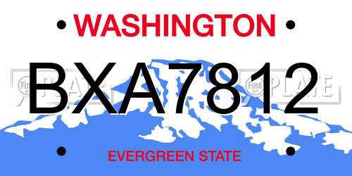 BXA7812 Washington License Plate