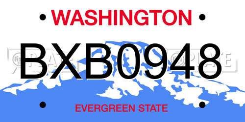 BXB0948 Washington License Plate