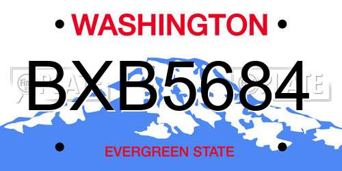 BXB5684 Washington License Plate