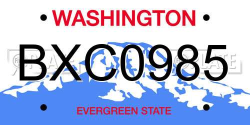 BXC0985 Washington License Plate