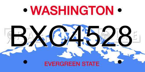 BXC4528 Washington License Plate
