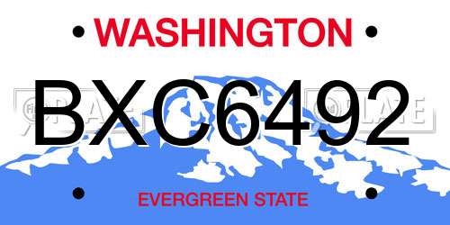 BXC6492 Washington License Plate