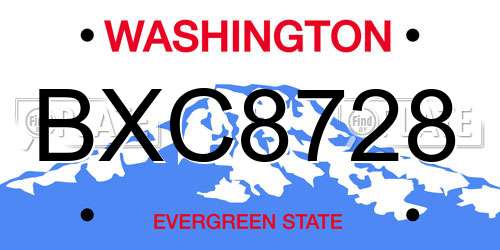 BXC8728 Washington License Plate