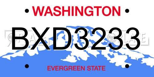 BXD3233 Washington License Plate