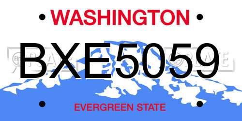 BXE5059 Washington License Plate