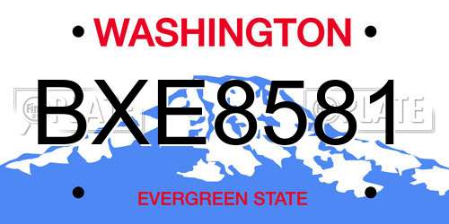 BXE8581 Washington License Plate