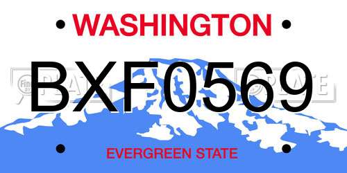 BXF0569 Washington License Plate