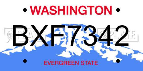 BXF7342 Washington License Plate