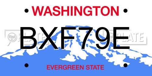 BXF79E Washington License Plate