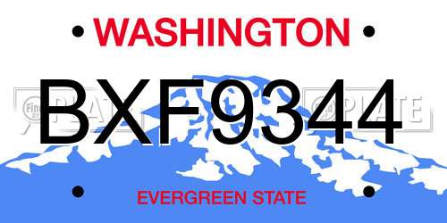 BXF9344 Washington License Plate
