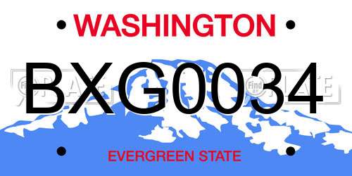 BXG0034 Washington License Plate