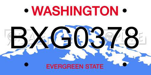 BXG0378 Washington License Plate